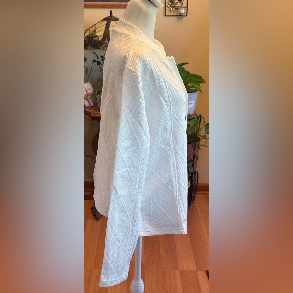 Women’s White Single Breasted Heathered Sweater Long Sleeves XL NWOT - Picture 8 of 15